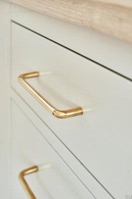 Rohrförmiger 128 langer Möbelgriff Messing Gold poliert unlackiert