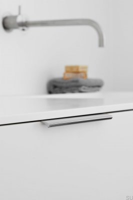 Möbelgriff Edge Straight 200 aus Aluminium, mattweiß