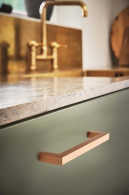 Quadratischer 10 128 länglicher Möbelgriff, gebürstetes Aluminium und Gold