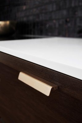 Längsmöbelgriff Fringe 160, gebürstetes Aluminium und Gold
