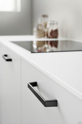 Naht 160 länglicher Möbelgriff, Aluminium, mattschwarz