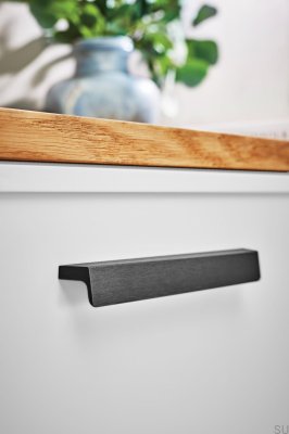 Umschlag 160 länglicher Möbelgriff, Aluminium, Mattschwarz, gebürstet