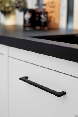 Flacher 256 länglicher Möbelgriff, Metall, mattschwarz