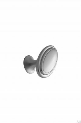 Ovaler Möbelknopf 60 aus Metall in Silber