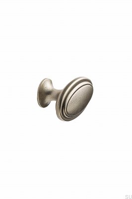 Ovaler 60er-Möbelknopf aus Metall in Antikgold