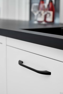 Schmaler 320 länglicher Möbelgriff, Metall, mattschwarz