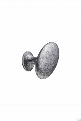 Möbelknopf Oval Simple W/Pins 26, Metall, grau