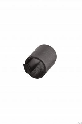 Möbelknopf Drum 32 Metall Schwarz mit schwarzem Leder