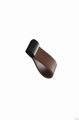Möbelknopf Strap 16 Leder Braun mit Schwarz