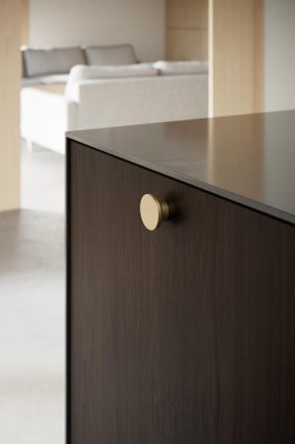 Möbelknopf Circle 50 aus Metall, gebürstetes Gold