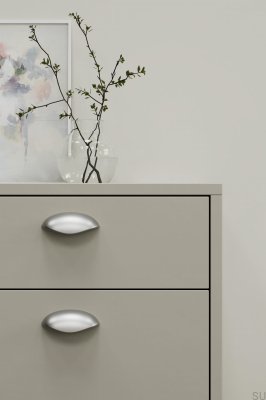 Luna 64 Länglicher Möbelgriff aus Metall, Silber
