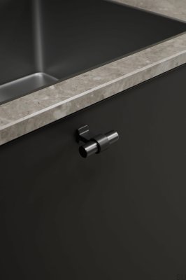 T-Bar Bond 50 Möbelknopf aus Metall, Mattschwarz/Gun-Metal