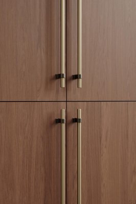 Bond 320 Aluminium gebürstetes Gold mit länglichem Möbelgriff aus Antikbronze