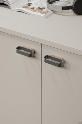 Race 32 länglicher Möbelgriff, Eiche und Silber
