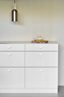 Horizontaler kleiner 32 länglicher Möbelgriff, Metall, Mattweiß
