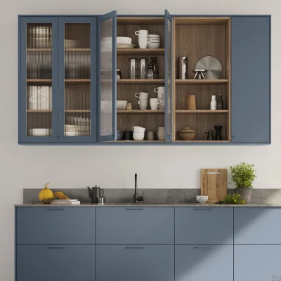 Viva 128 Steel Storm Blue länglicher Möbelgriff