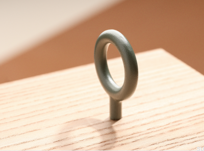 Möbelknopf Key 32 aus Metall in Aschegrün