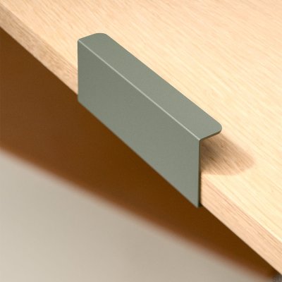 Möbelgriff Hide 120 mit Metallkante, Eschengrün