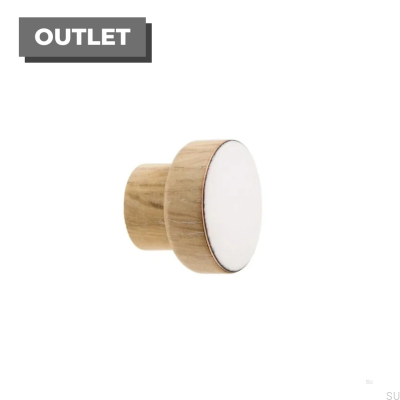 Möbelknopf Einfach, Holz, Emailliert, Weiß, Öl, Weiß