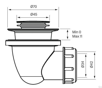 Pop-up-Badewannenstopper 22200 Aschgrünes Messing