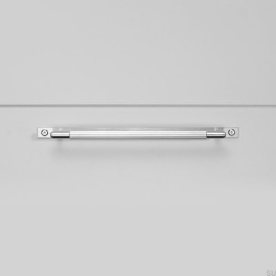 Linearer, länglicher Möbelgriff aus 225er Stahl, silberfarben, mit Polsterung