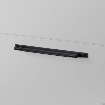 Linearer, länglicher Möbelgriff aus 225er Stahl, schwarz, mit Polsterung