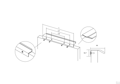 Vann 100 Möbelgriff aus Aluminium, braun, gebürstete Kante