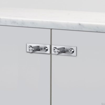 Möbelknopf mit Unterlegscheibe Linear Plate 12 Stahl Silber (Set)