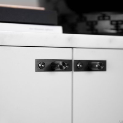 Möbelknopf mit Unterlegscheibe Linear Plate 12 Stahl Gun Metal (Set)