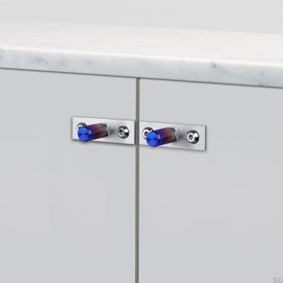 Möbelknopf mit Unterlegscheibe Linear Plate 12 Stahl Gebrannter Stahl (Set)