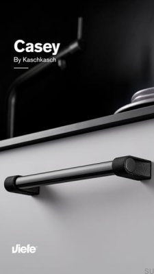 Casey 320 Aluminium Schwarz Titan Poliert Länglicher Möbelgriff