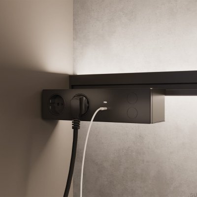 Nety D-M Steckdose 75W max 230/24V DC Aluminium Mattschwarz