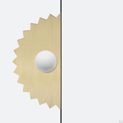 Odete M Möbelknopf Pillow Sun mit Unterlage Messing Weiß mit Gold Unlackiert Gebürstet