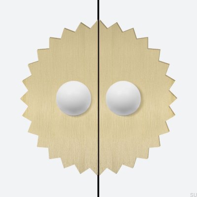 Odete M Pillow Sun Möbelknopf mit Pad Messing Weiß mit Gold Unlackiert Gebürstet (2 Stück)