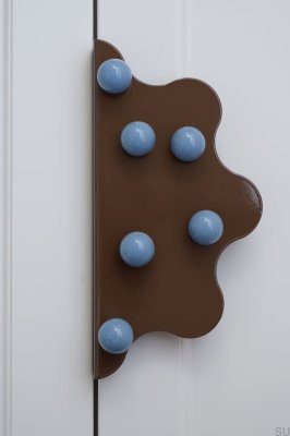 Möbelkantengriff Mare 200 Stahl braun mit blauen Kugeln