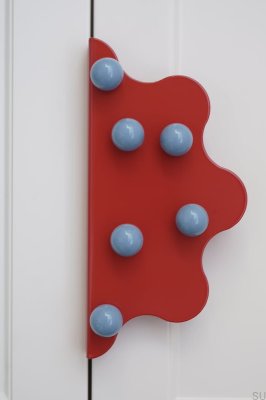 Möbelgriff Mare 200 aus Stahl, rot, mit blauen Kugeln