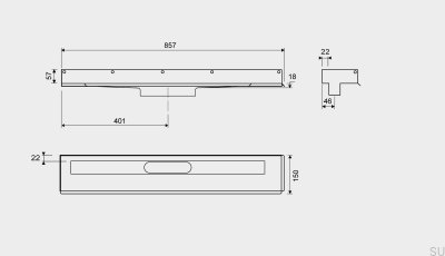 Linienablauf 1002 800 Linker Flansch Wand Stahl