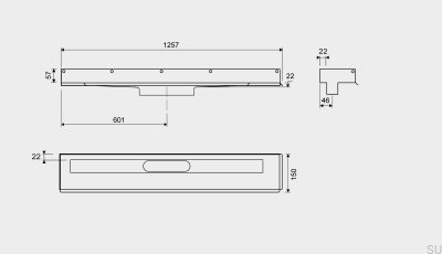 Linienablauf 1002 1200 Linker Flansch Wand Stahl