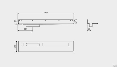 Linienablauf 1004 900 Hinterer Flansch Linker Wandablauf Stahl