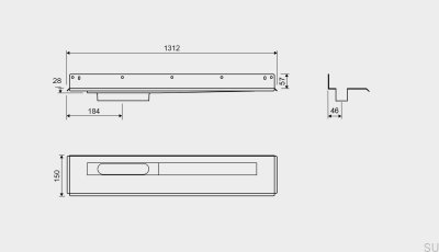 Linienablauf 1004 1200 Hinterer Flansch Linker Wandablauf Stahl