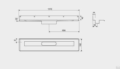 Linienablauf 1004 1200 Hinterer Flanschversatz 12 mm Wand Stahl