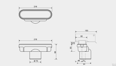 Ablaufmodul mit senkrechtem Abgang 75 mm (ohne Geruchssperre)