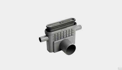 Ablaufmodul mit waagerechtem Abgang 75 mm mit herausnehmbarem Siphon und zwei seitlichen Anschlüssen