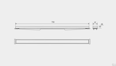 Kassettenblende für Linienablauf HighLine 733 25 Gebürsteter Stahl
