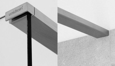 GlassLine Linke obere Schiene, gebürsteter Stahl