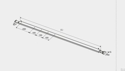 GlassLine Rechte obere Schiene, gebürsteter Stahl