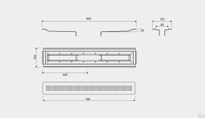 Vinyl-Bodenablauf-Set 4004 800 Stahl