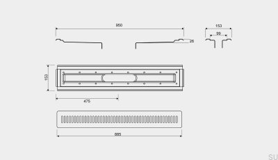 Vinyl-Bodenablauf-Set 4004 900 Stahl