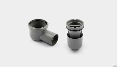 Eckablaufmodul mit waagerechtem Abgang 75 mm mit herausnehmbarem Siphon
