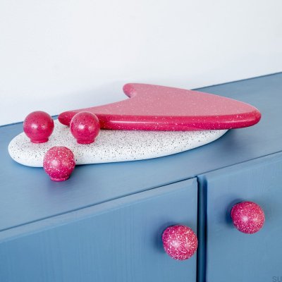 Ren Melange Deep Pink & White 35 Möbelknopf aus Holz, Buche